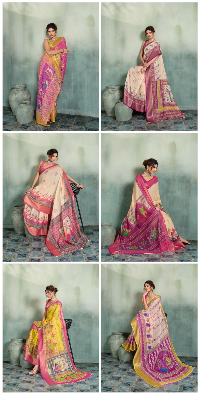 Maahi 239 Linen Printed with Zari Border Saree Collection 8