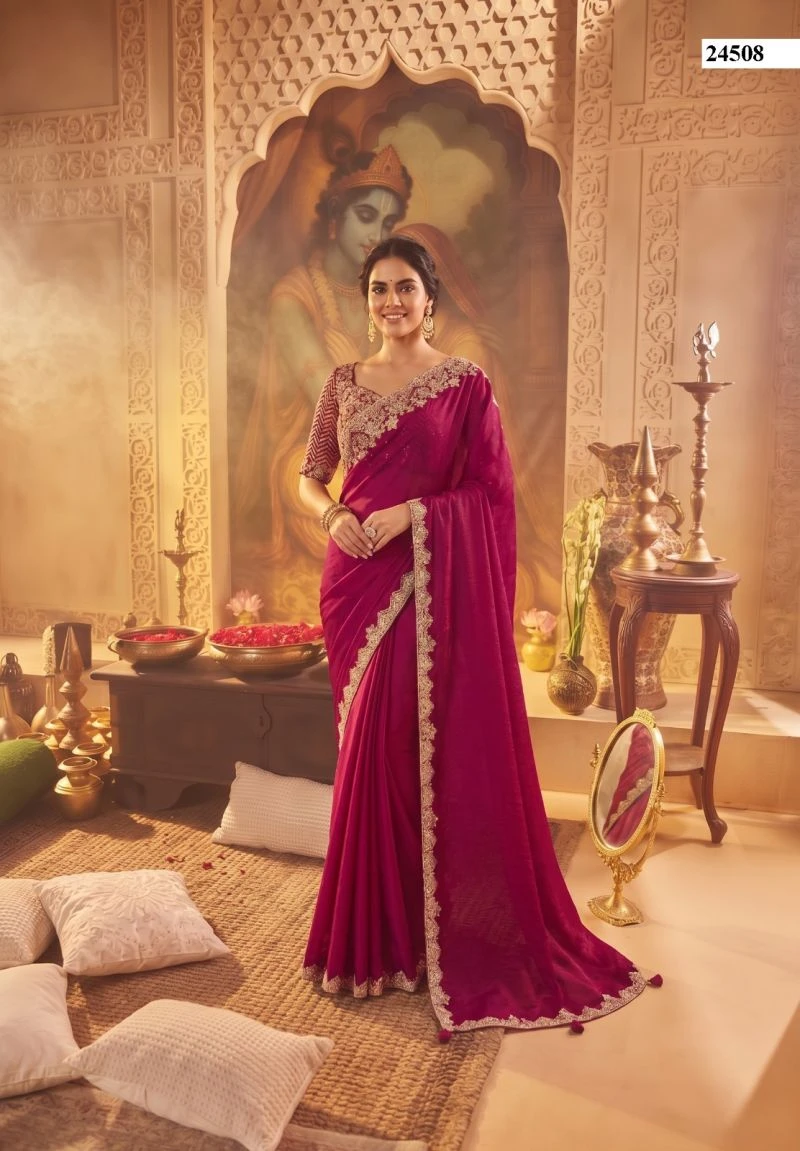 Mahotsav Mohmanthan 24500 Stardust Crepe Silk Saree Collection