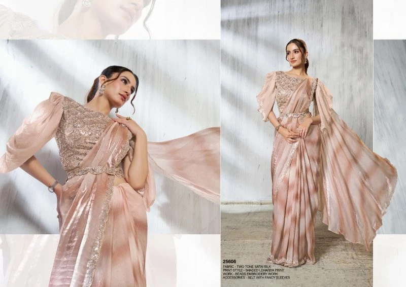 Mahotsav Mohmanthan 25600 Soiree Two Tone Satin Silk Beads Embroidered Saree Collection