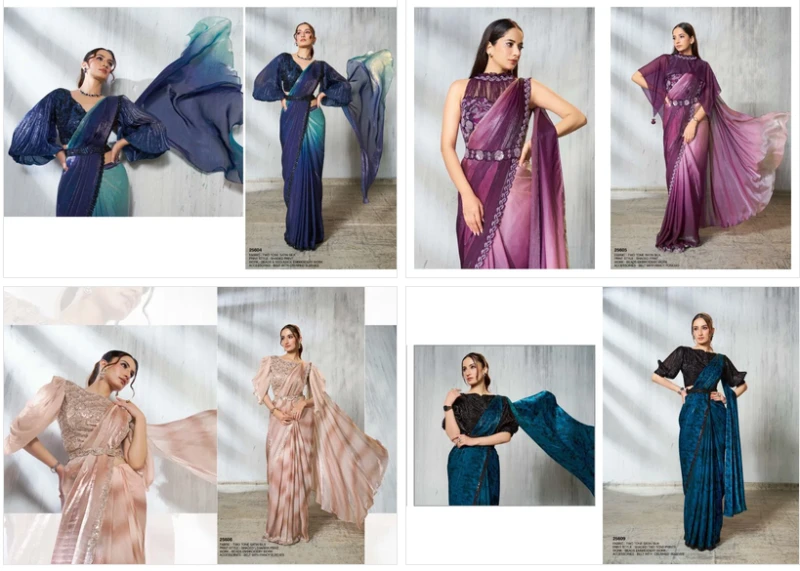 Mahotsav Mohmanthan 25600 Soiree Two Tone Satin Silk Beads Embroidered Saree Collection