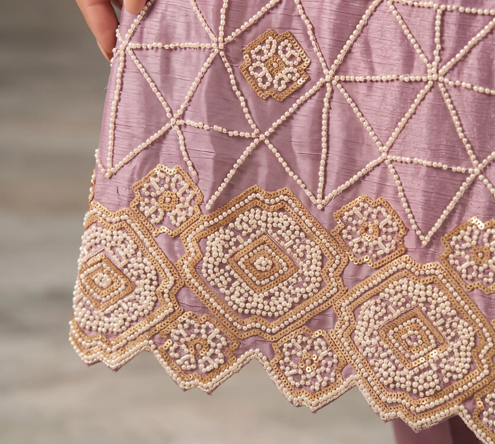 Maleeka Premium Chinon Beads Work Sharara Suit Set