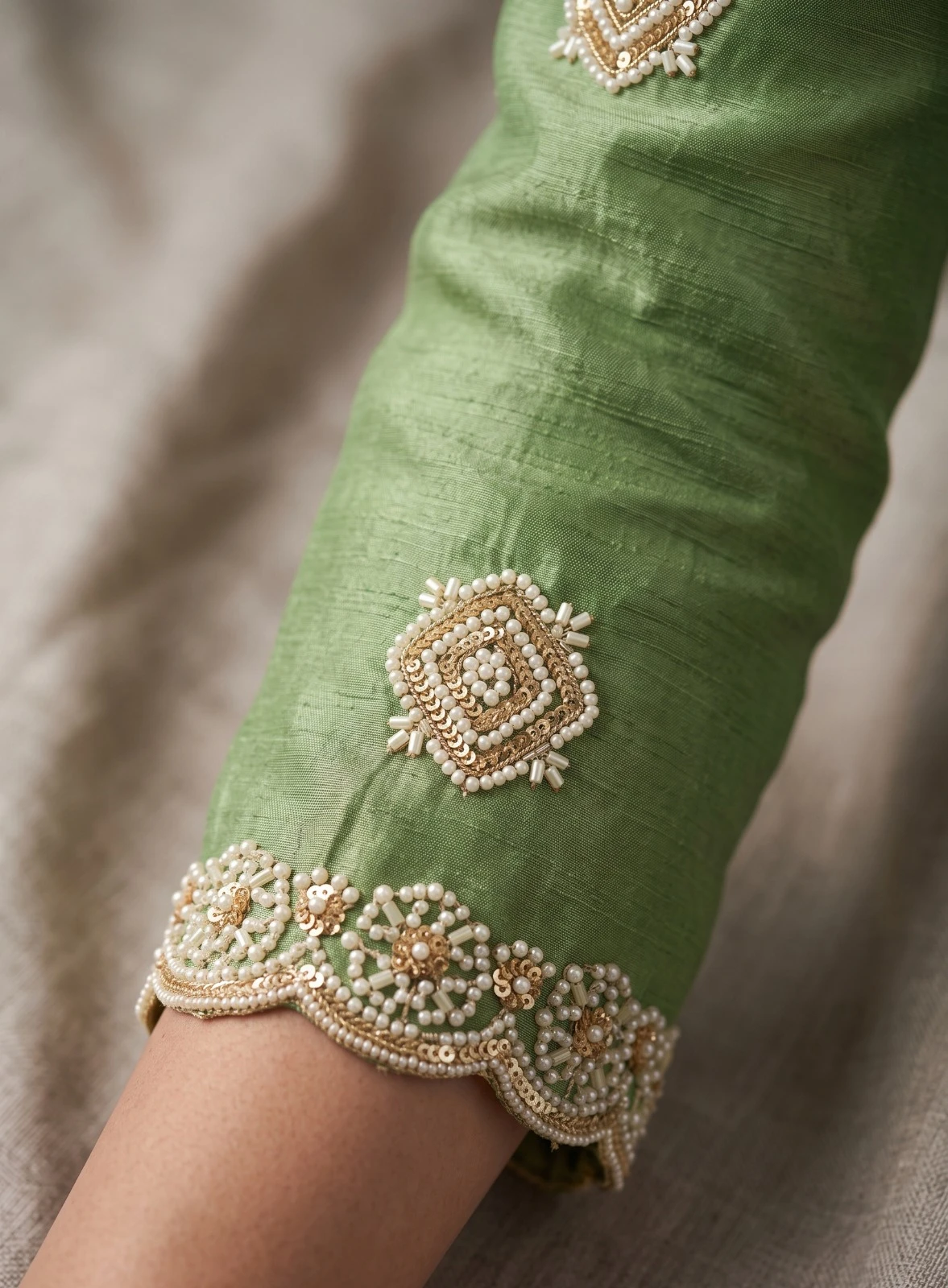Maleeka Premium Chinon Beads Work Sharara Suit Set
