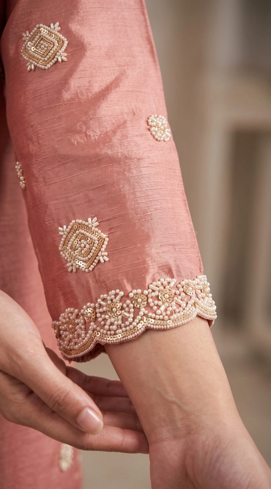 Maleeka Premium Chinon Beads Work Sharara Suit Set
