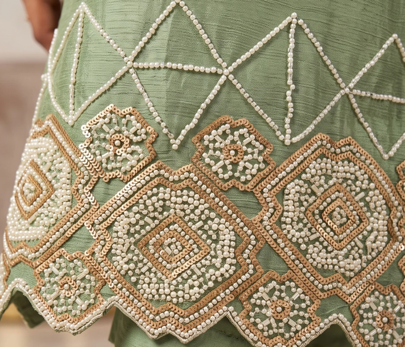 Maleeka Premium Chinon Beads Work Sharara Suit Set