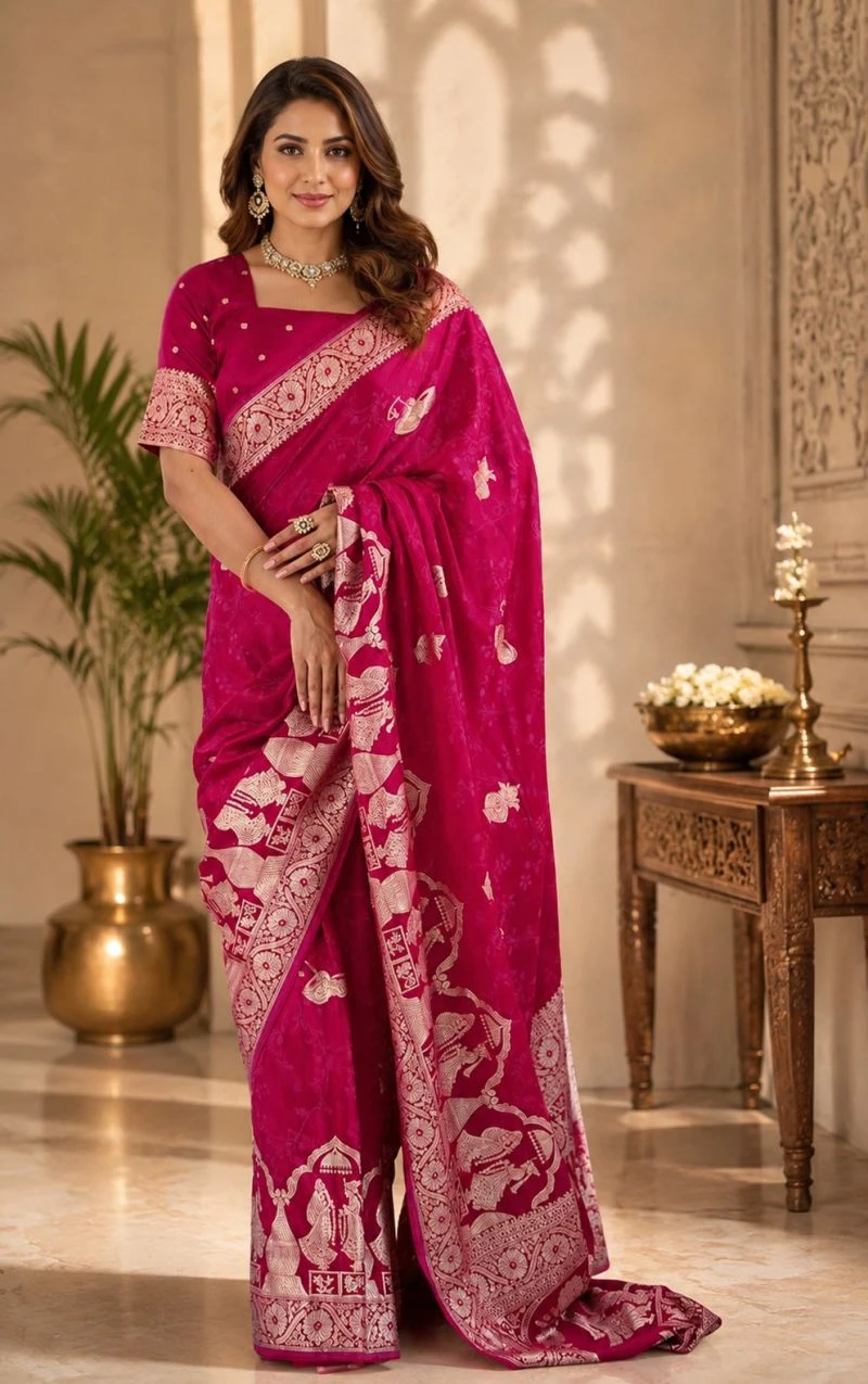 Meera 344 Pure Silk Zari Weaving Party Wear Designer Saree