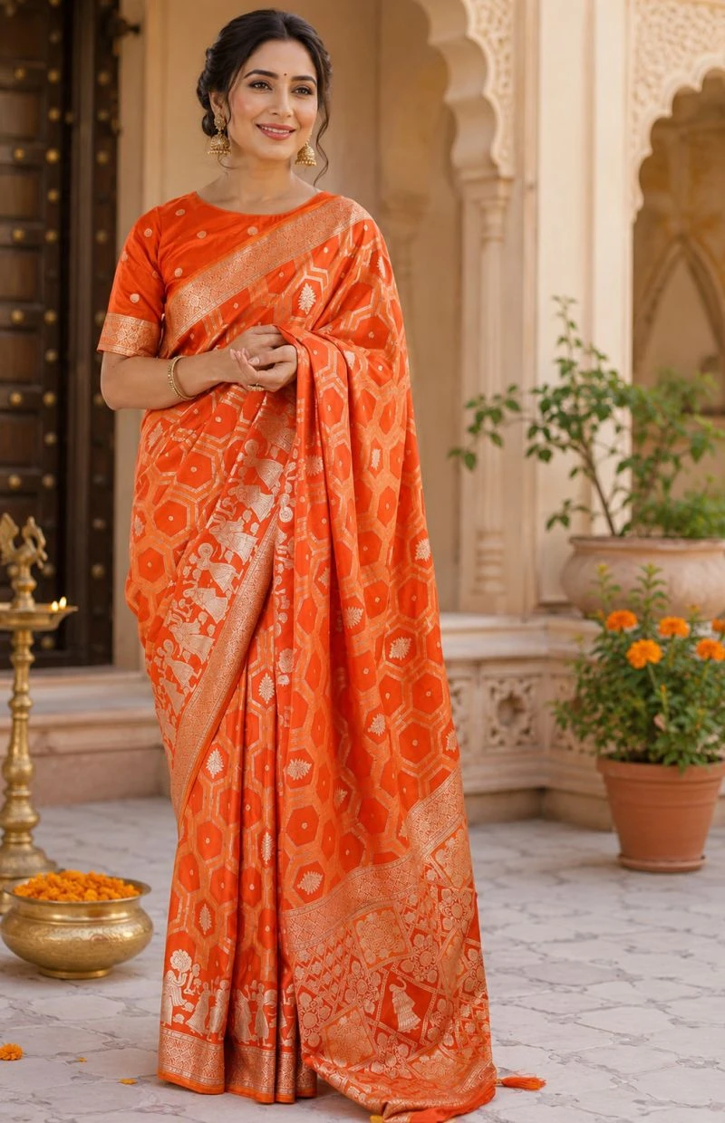 Meera 344 Pure Silk Zari Weaving Party Wear Designer Saree