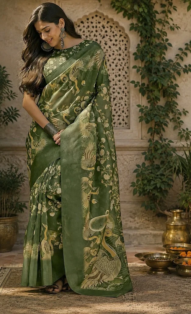 Meera 347 Linen Digital Printed Casual Wear Saree Collection
