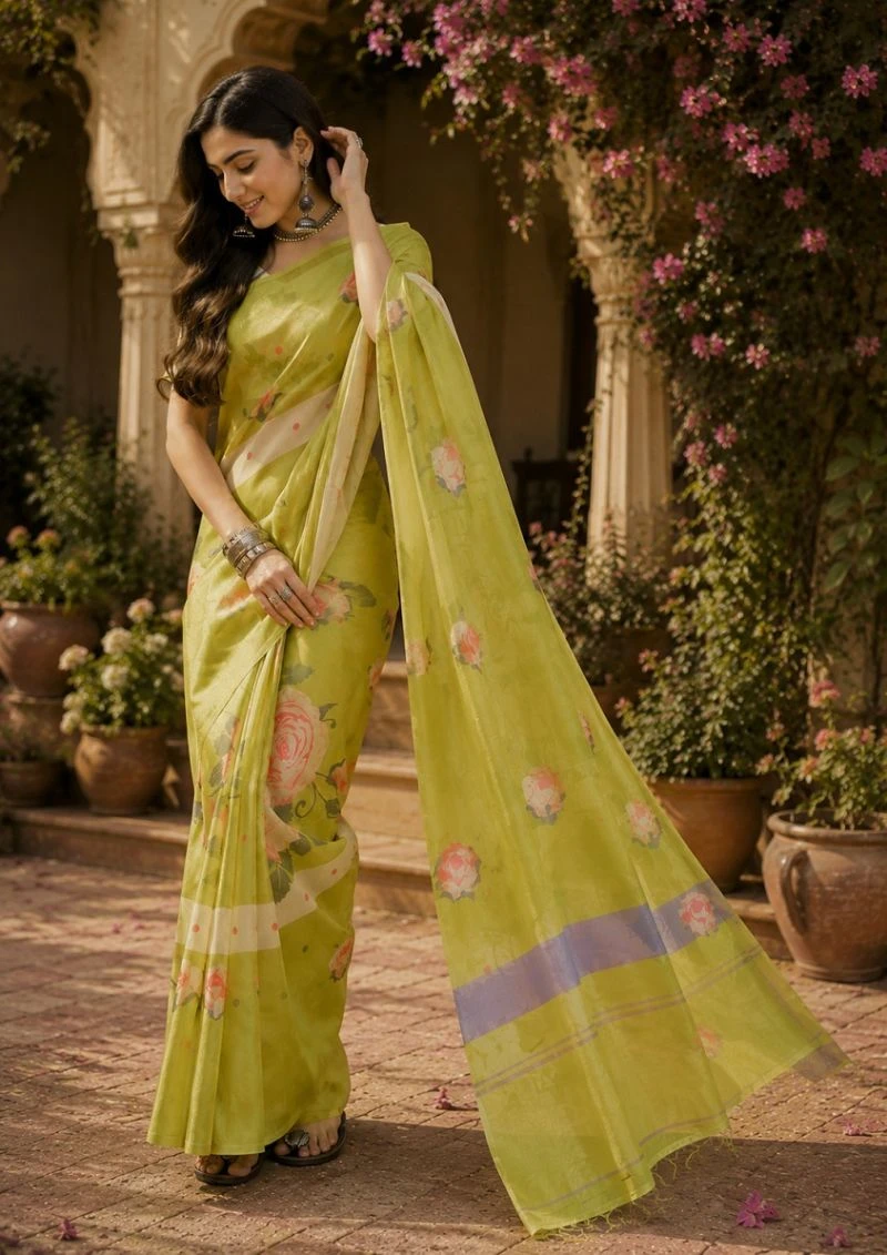 Meera 347 Linen Digital Printed Casual Wear Saree Collection