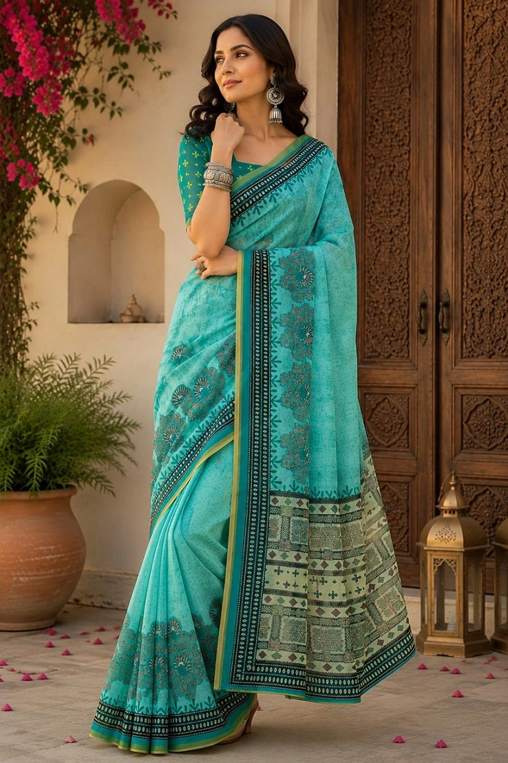 Meera 349 Linen Digital Printed Fancy Saree Collection