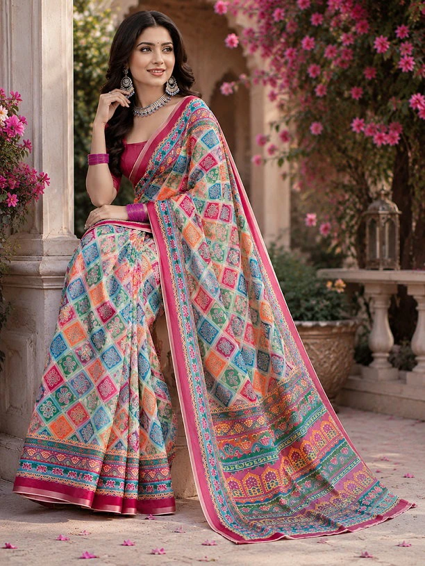 Meera 349 Linen Digital Printed Fancy Saree Collection