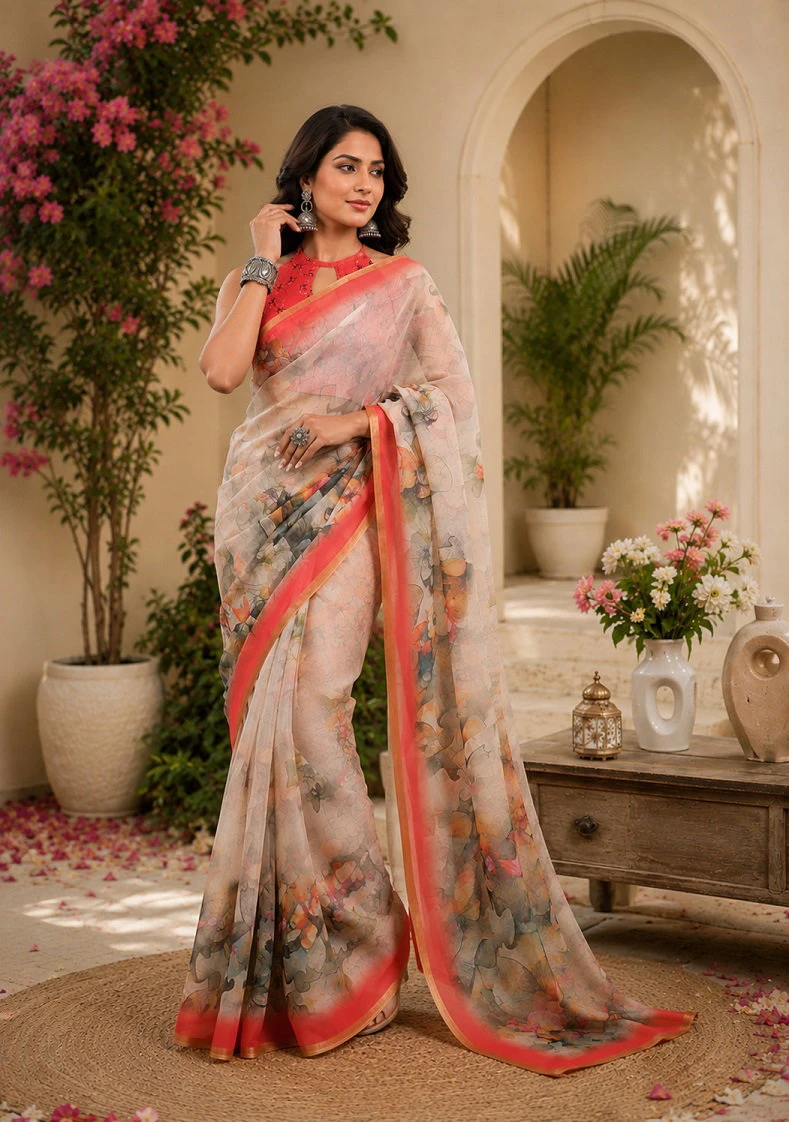 Meera 350 Linen Digital Printed Party Wear Saree Collection