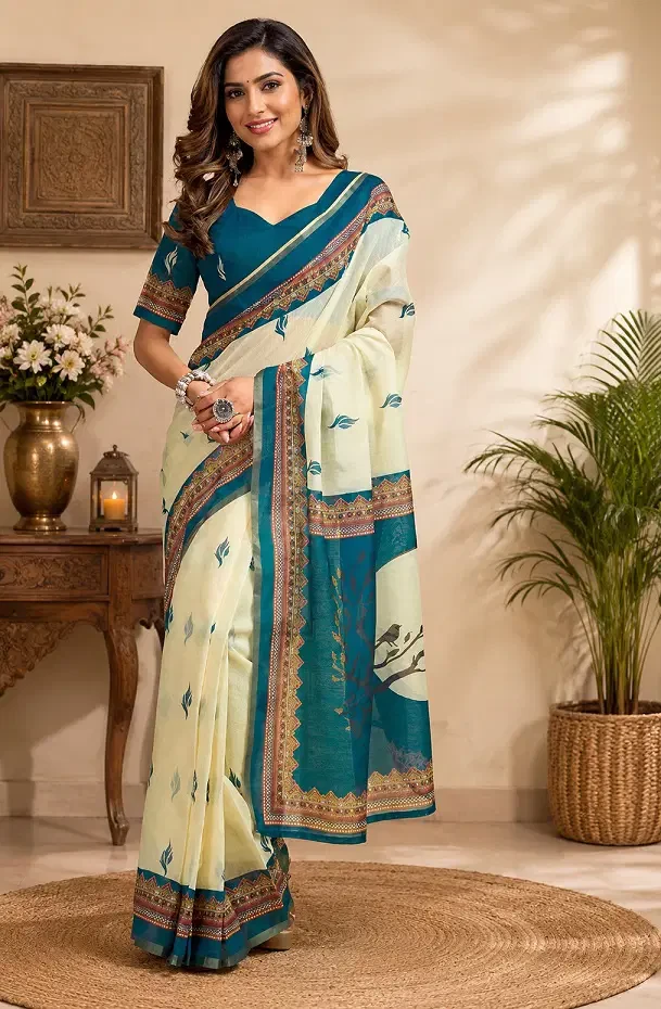 Meera 355 Chanderi Cotton Digital Printed Ready to Wear Saree Collection