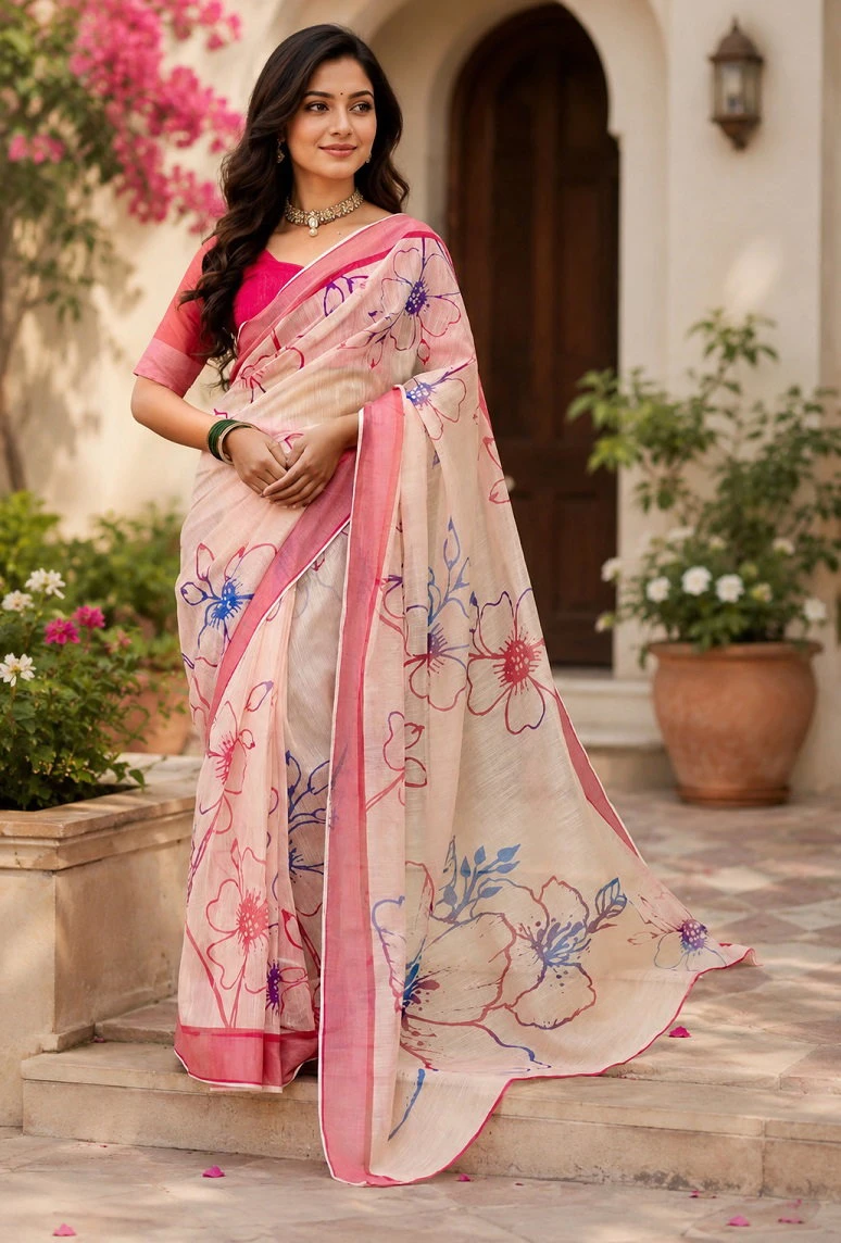 Meera 357 Chanderi Cotton Digital Printed Ready to Wear Saree