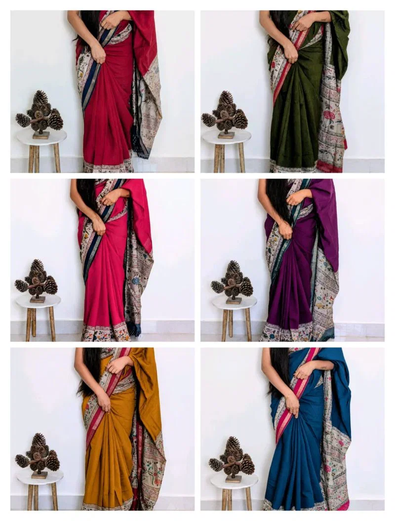 Meraki Vol 10 Mul Cotton Zari Border Saree Collection 8