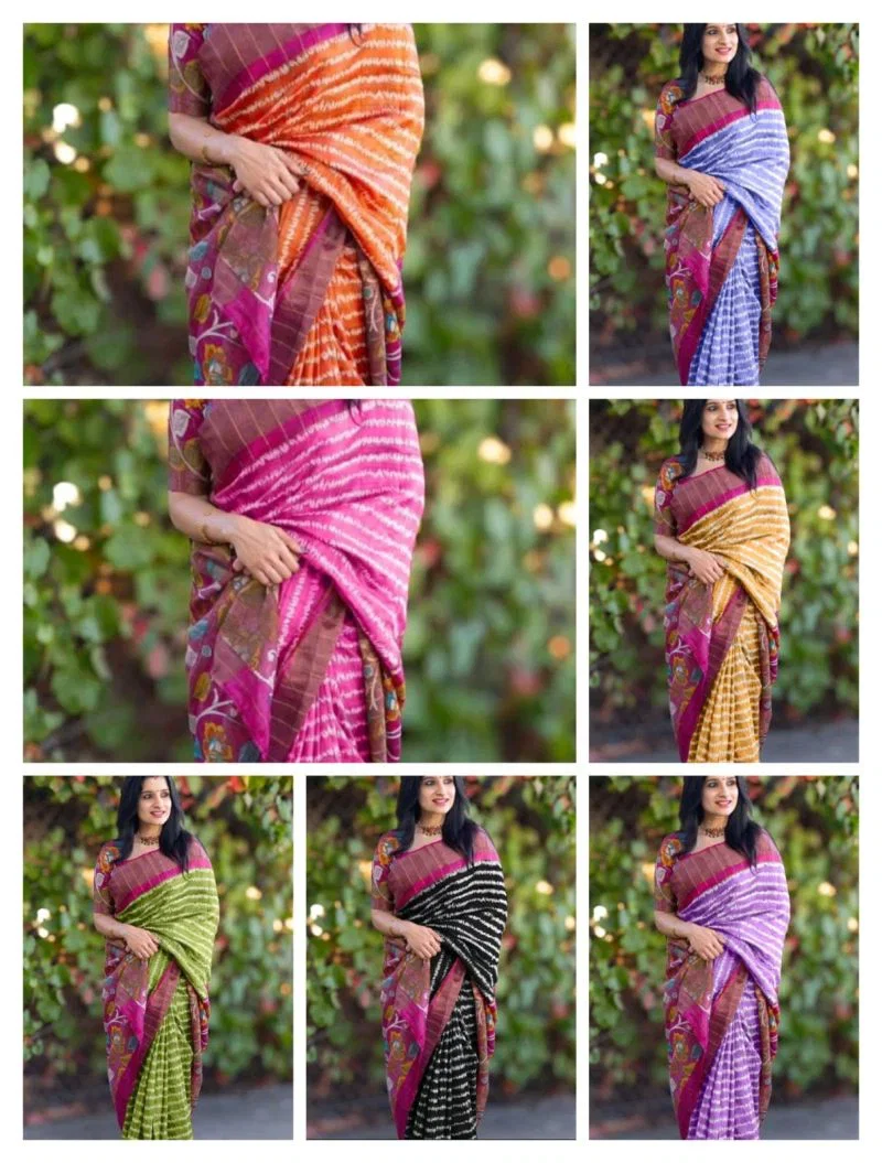 Meraki Vol 11 Soft Tusser Silk Kalamkari Printed Saree Collection 9