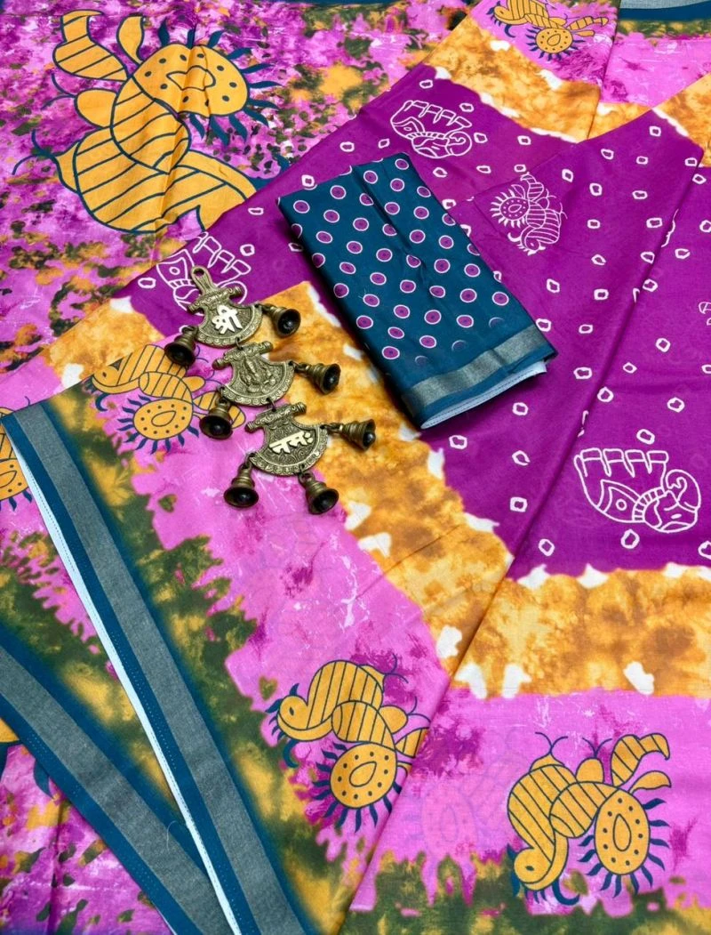 Meraki Vol 14 Mul Cotton Bandhani Printed Saree Collection 6