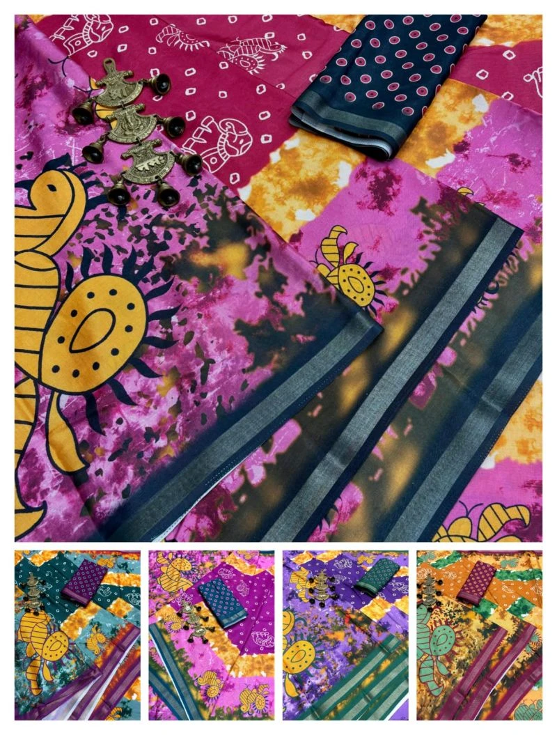 Meraki Vol 14 Mul Cotton Bandhani Printed Saree Collection 7