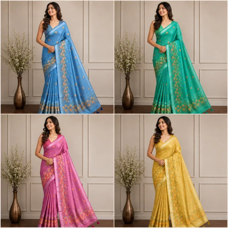 Mv Vis 25 Cotton Simar Floral Printed Elegant Saree Collection 10