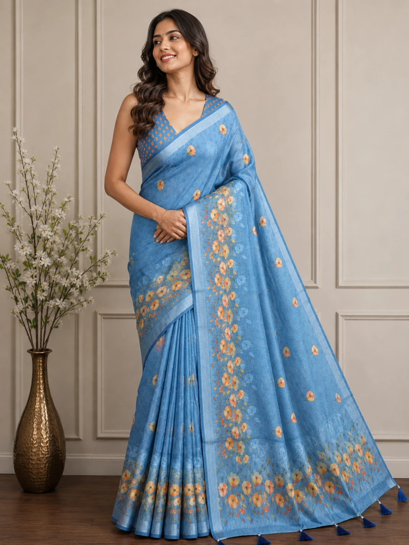 Mv Vis 25 Cotton Simar Floral Printed Elegant Saree Collection 2