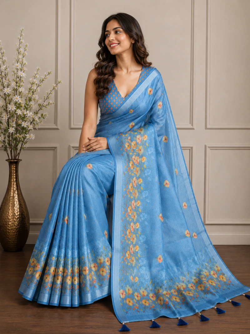 Mv Vis 25 Cotton Simar Floral Printed Elegant Saree Collection 3
