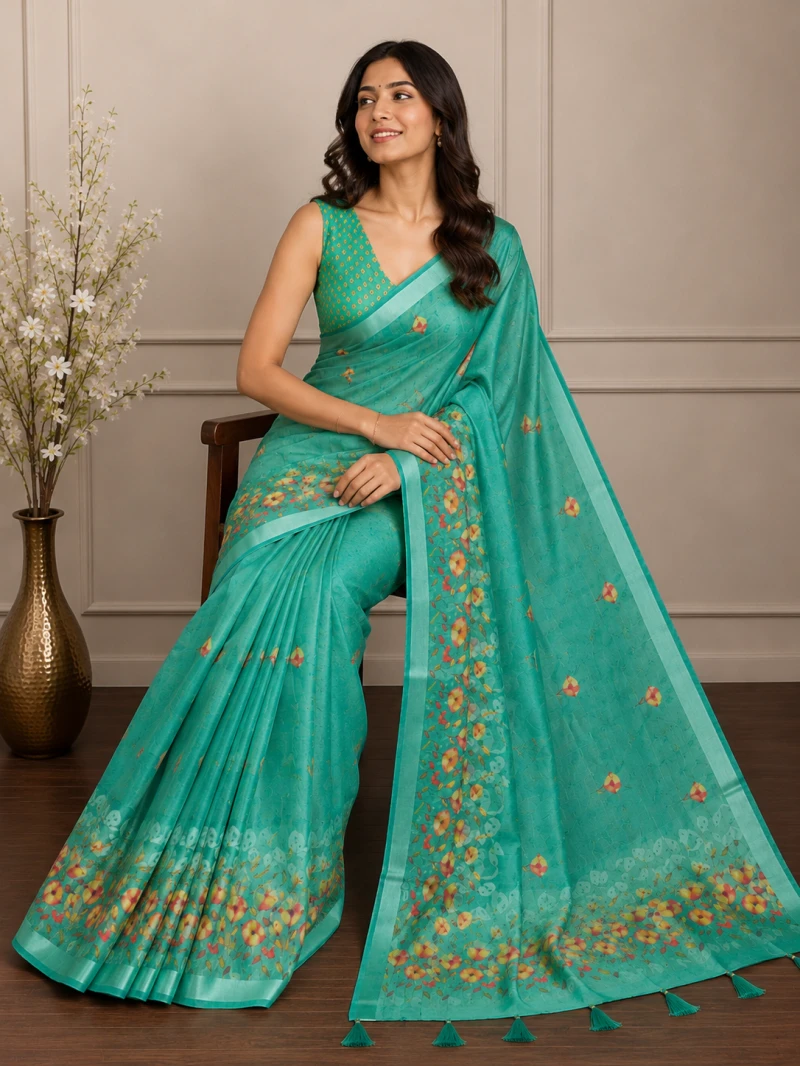 Mv Vis 25 Cotton Simar Floral Printed Elegant Saree Collection 4