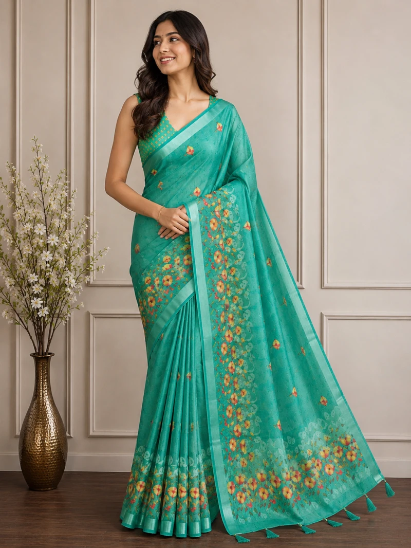 Mv Vis 25 Cotton Simar Floral Printed Elegant Saree Collection 5