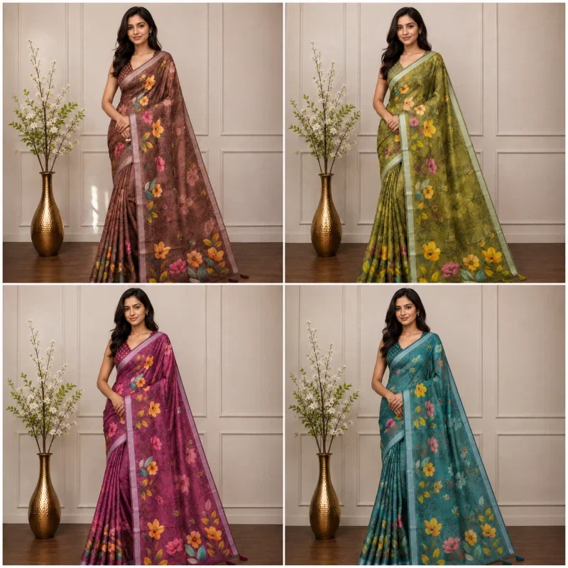 Mv Vis 26 Cotton Simar Floral Printed Saree Collection 10