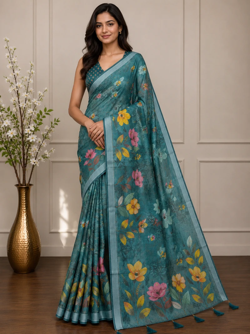 Mv Vis 26 Cotton Simar Floral Printed Saree Collection 8