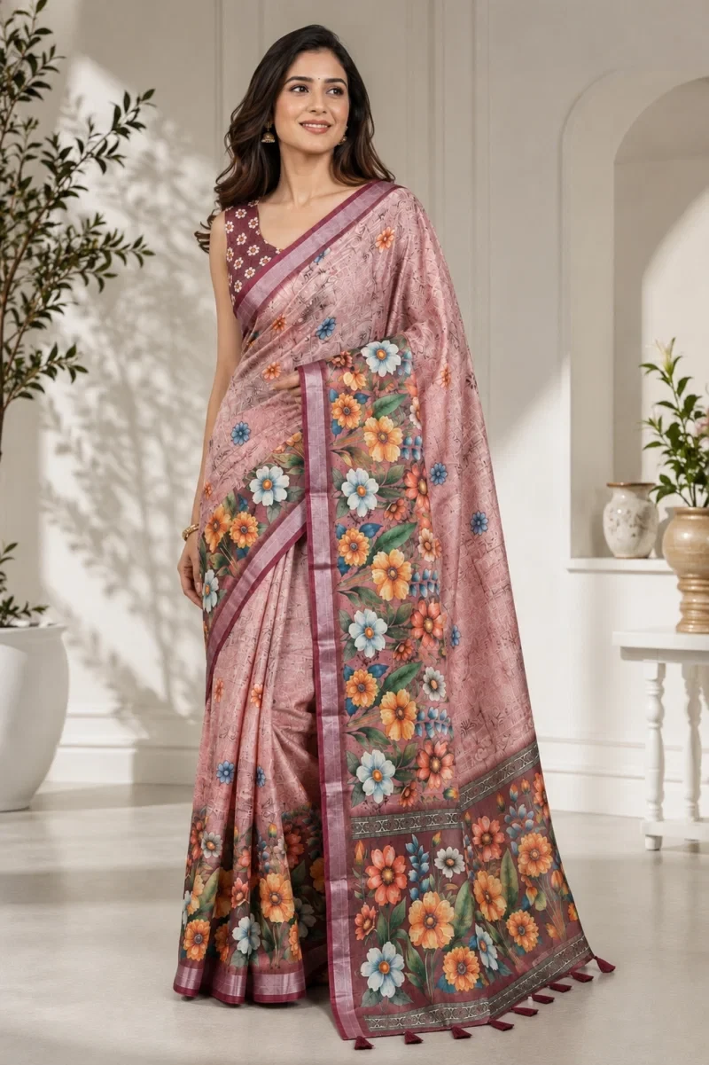 Mv Vis 27 Cotton Simar Floral Printed Saree 1
