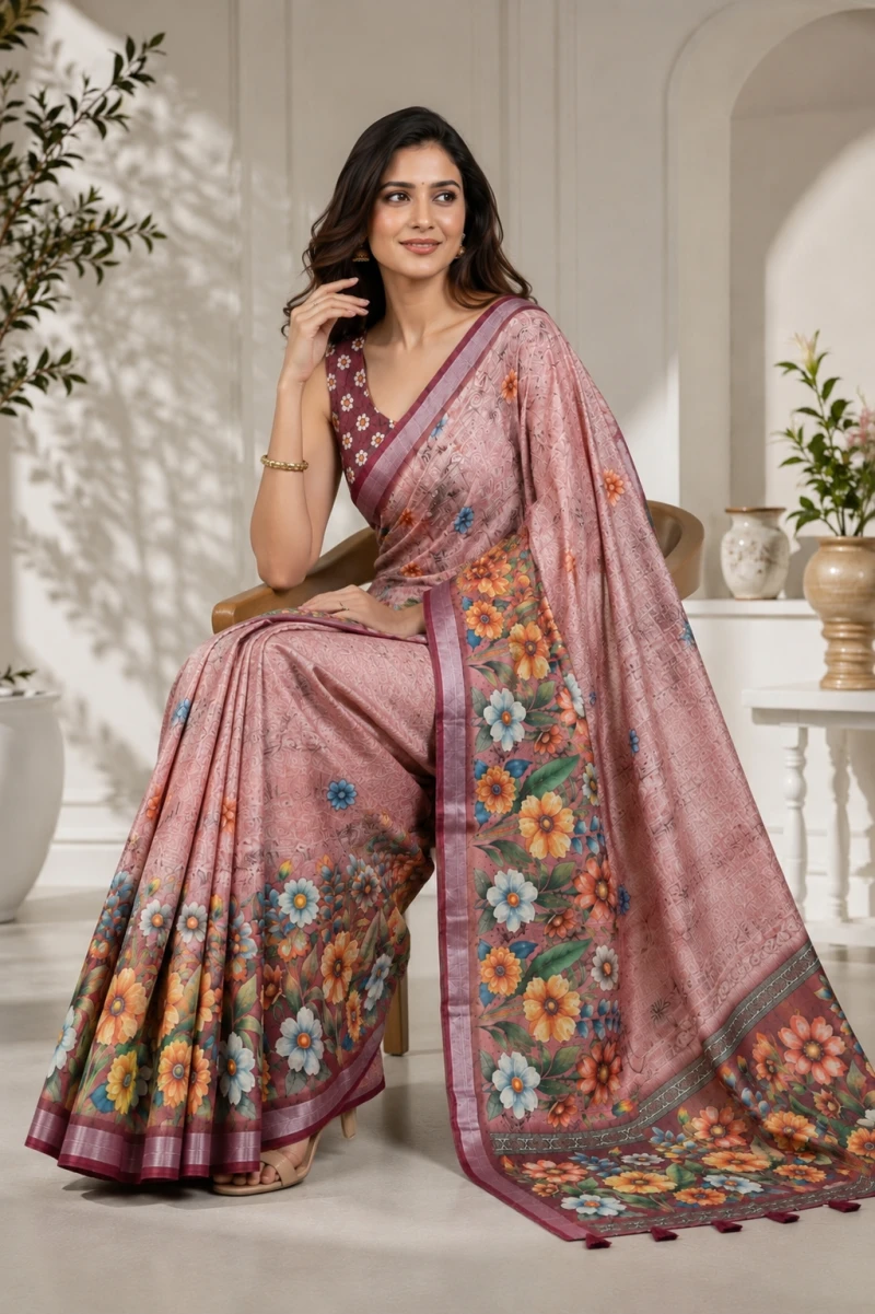 Mv Vis 27 Cotton Simar Floral Printed Saree 2