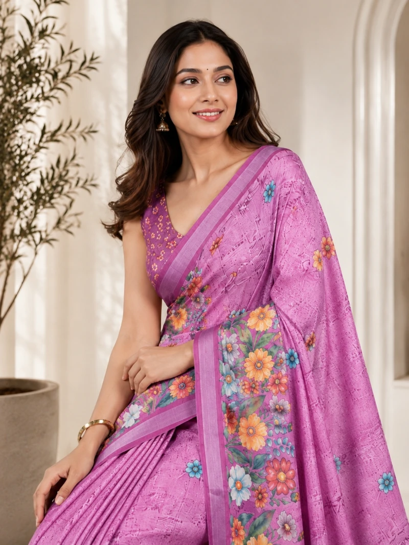 Mv Vis 27 Cotton Simar Floral Printed Saree 4