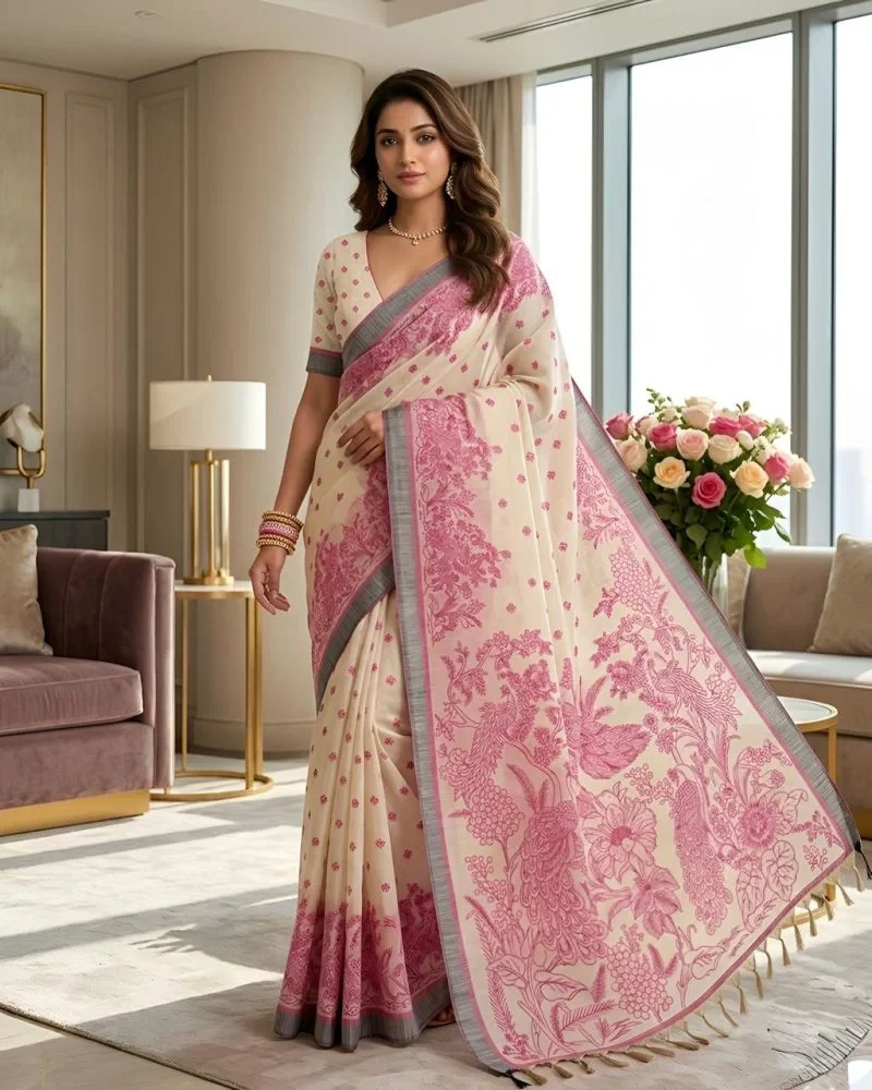 Mv Vis 3 Cotton Silk Floral Printed Saree Collection