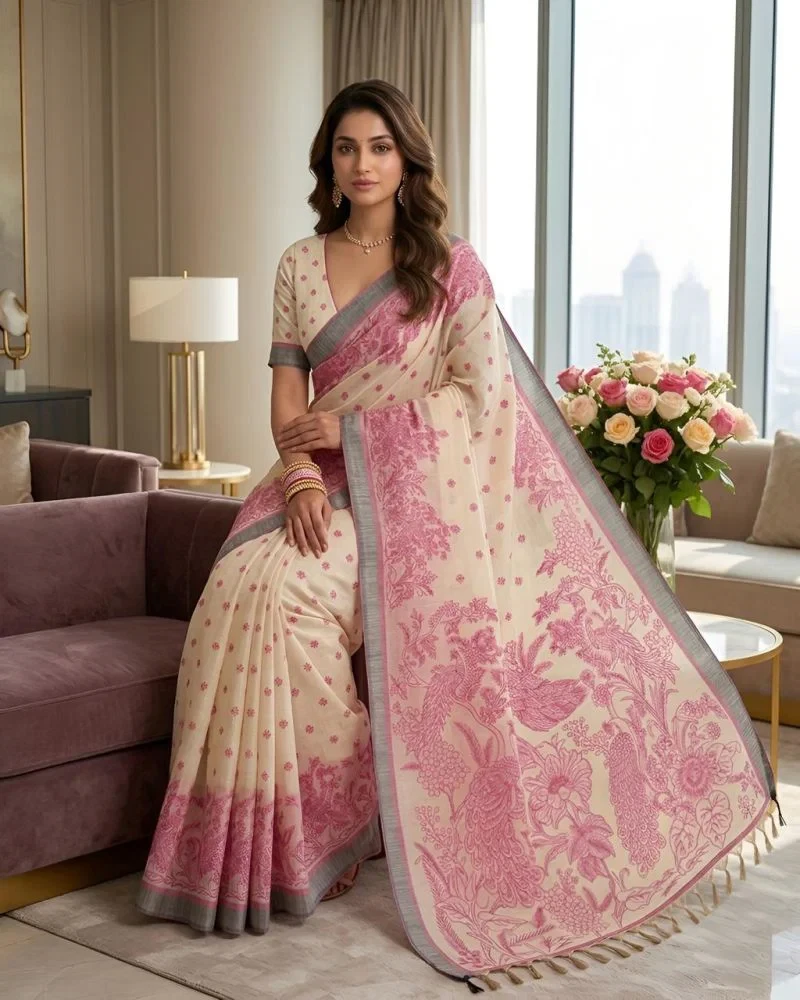 Mv Vis 3 Cotton Silk Floral Printed Saree Collection