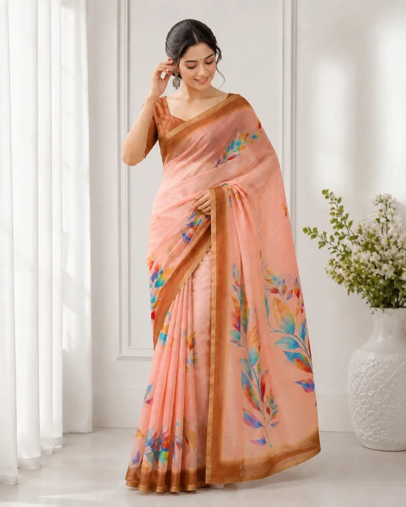 Mv Vis 6 Linen Floral Printed Saree Collection
