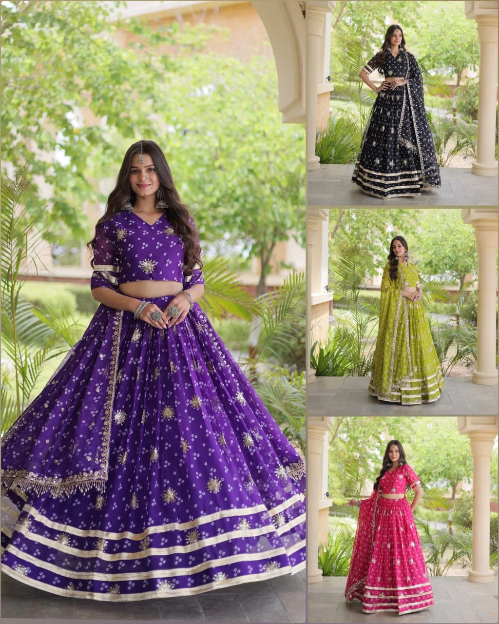 Navratri Bandhej Print Faux Georgette Lehenga Choli with Dupatta Set