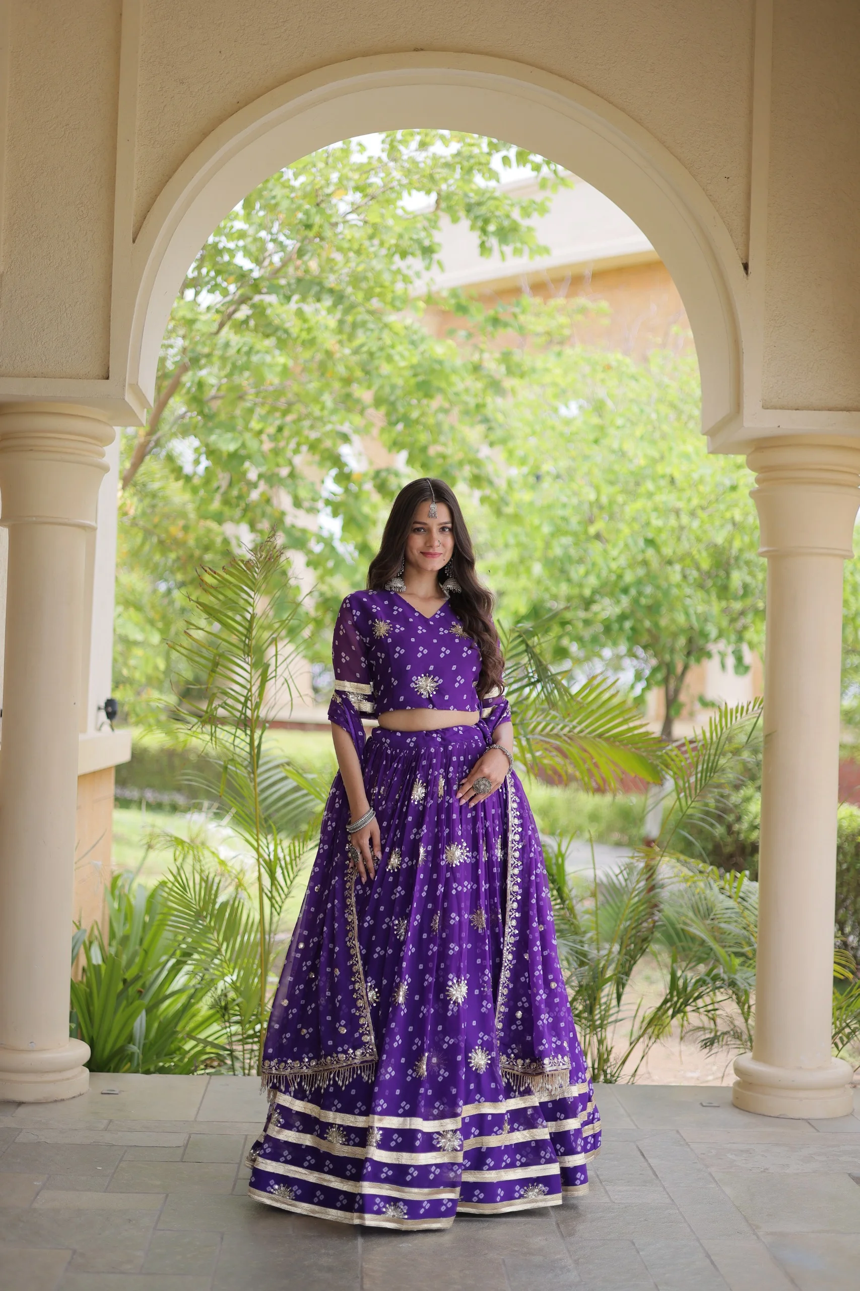 Navratri Bandhej Print Faux Georgette Lehenga Choli with Dupatta Set
