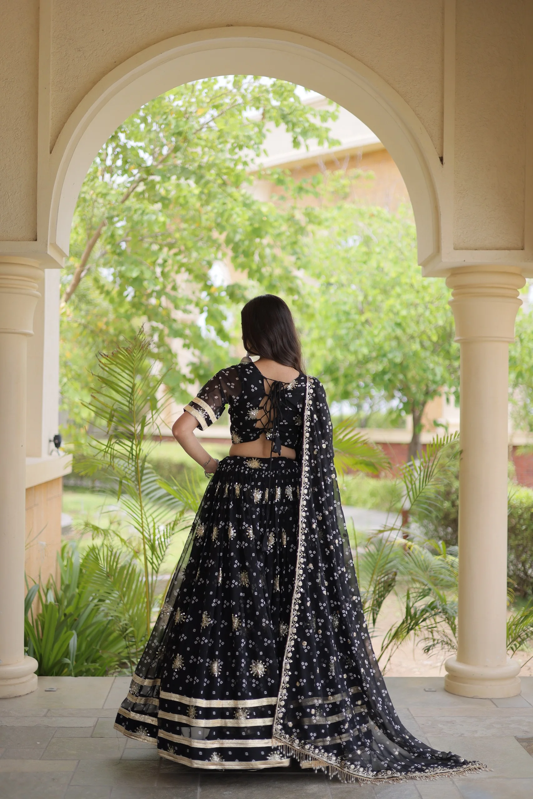 Navratri Bandhej Print Faux Georgette Lehenga Choli with Dupatta Set