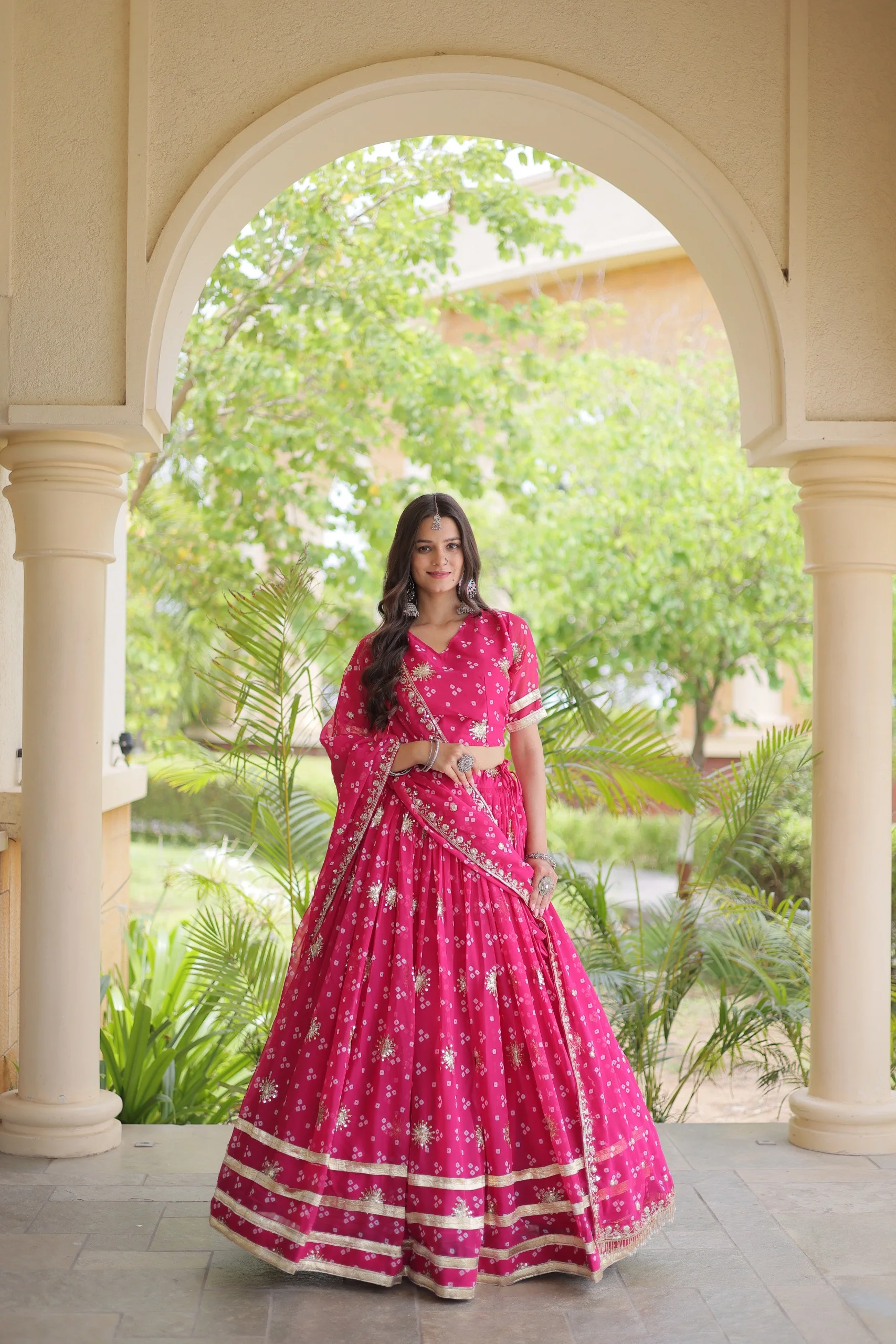 Navratri Bandhej Print Faux Georgette Lehenga Choli with Dupatta Set