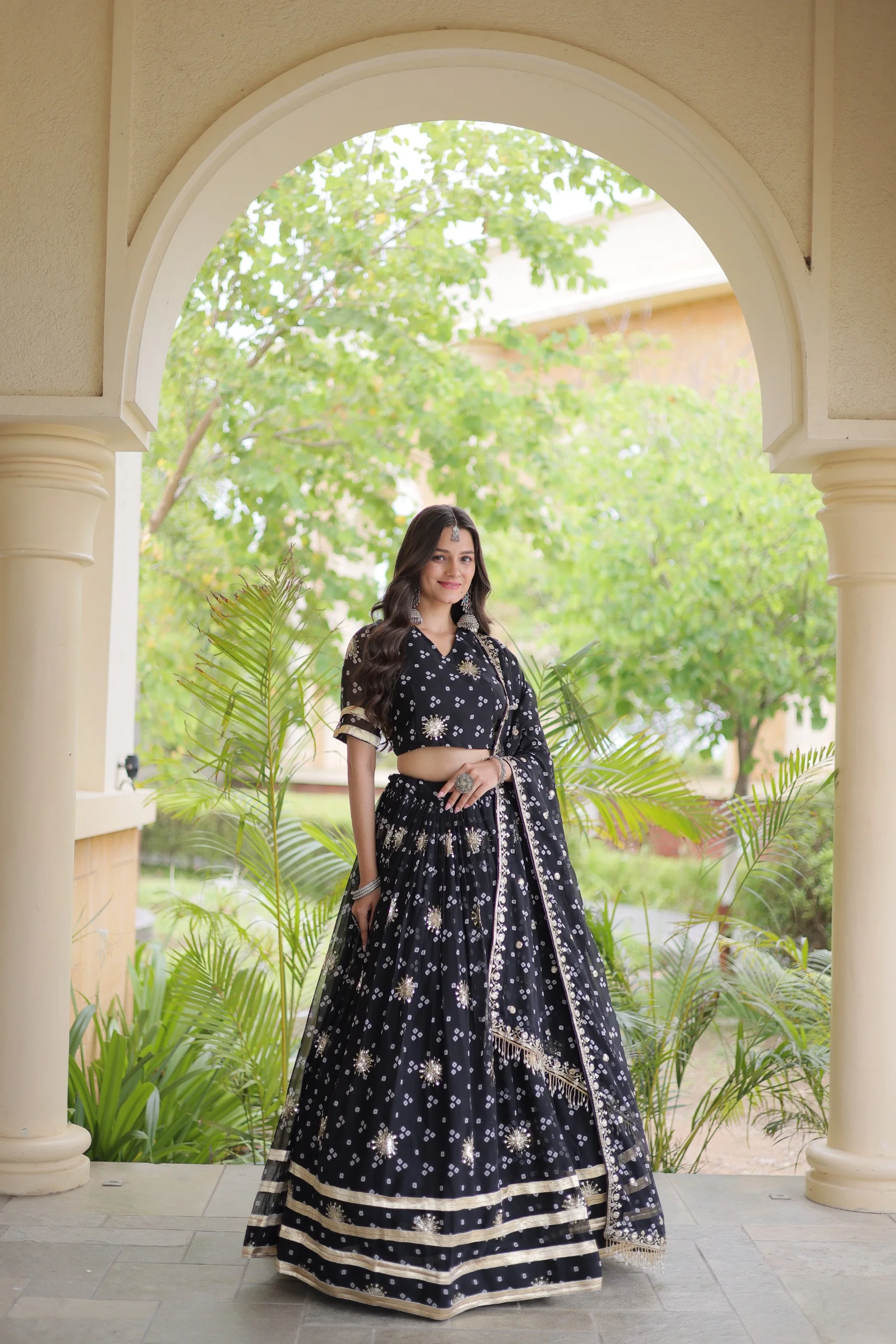 Navratri Bandhej Print Faux Georgette Lehenga Choli with Dupatta Set