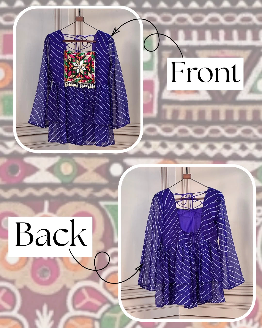 Navratri Laheriya Print Kutchi Gamthi Patchwork Top KA-5074