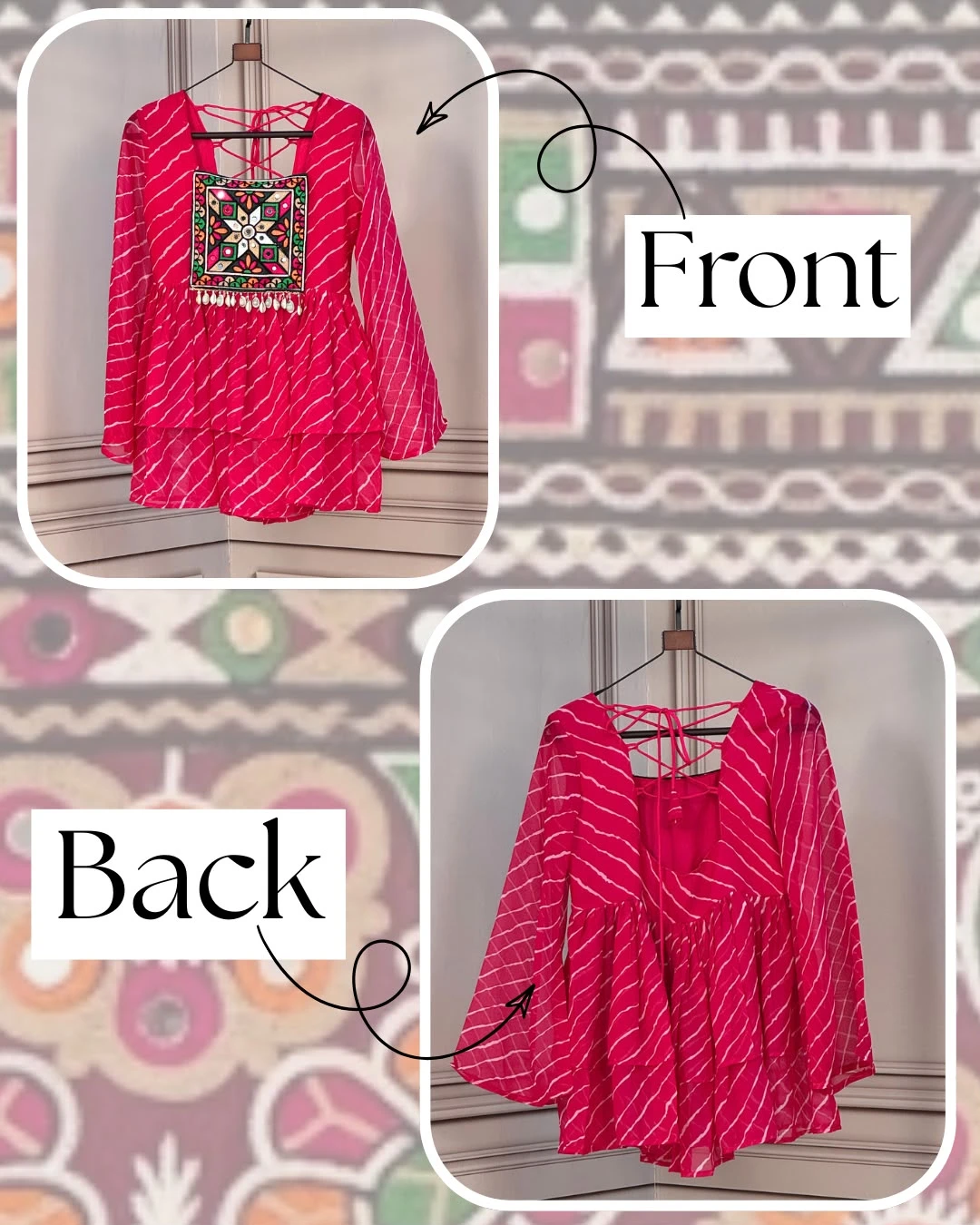 Navratri Laheriya Print Kutchi Gamthi Patchwork Top KA-5074