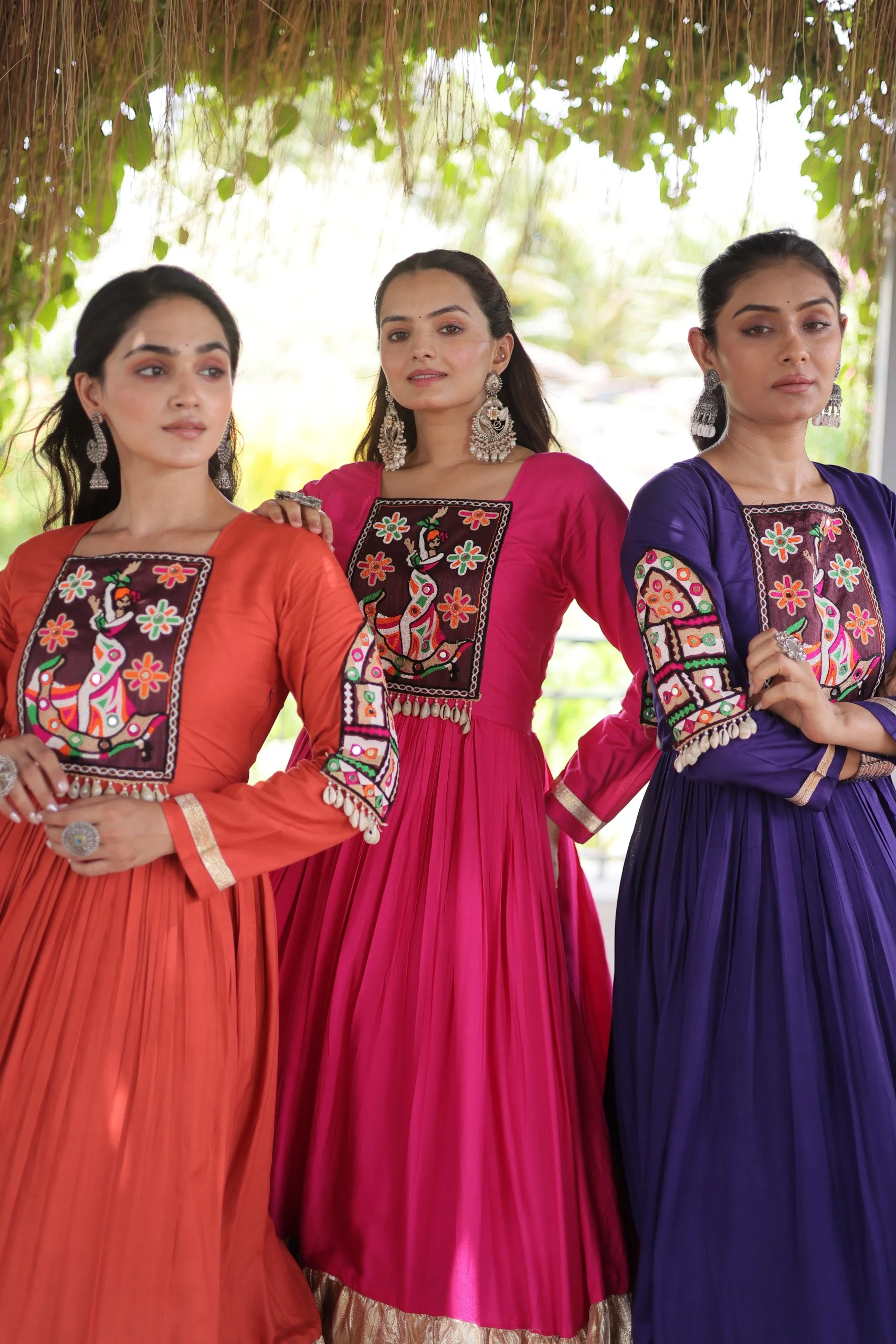 Navratri Reyon Kutchi Gamthi Thread Work Gown 2026