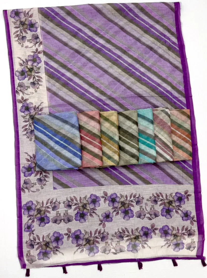 Rajyog Inara D No 10041 to 48 Linen Printed Fancy Saree