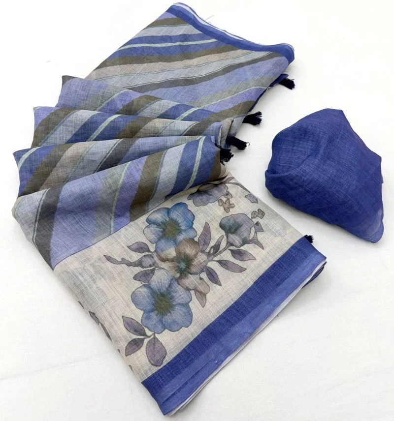 Rajyog Inara D No 10041 to 48 Linen Printed Fancy Saree