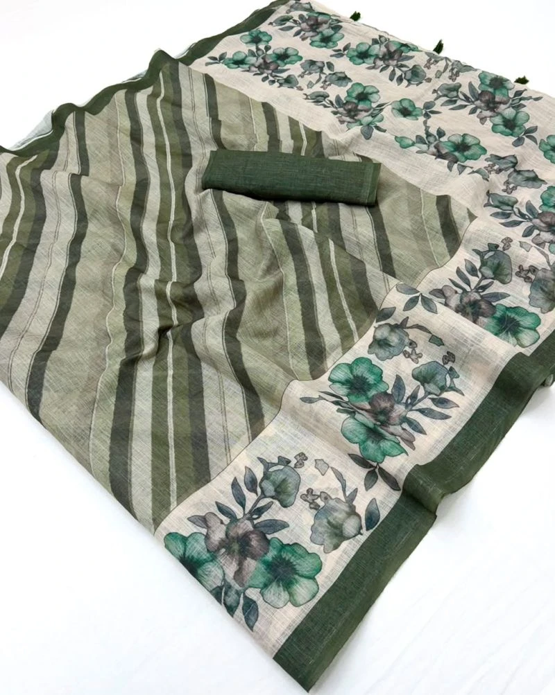 Rajyog Inara D No 10041 to 48 Linen Printed Fancy Saree