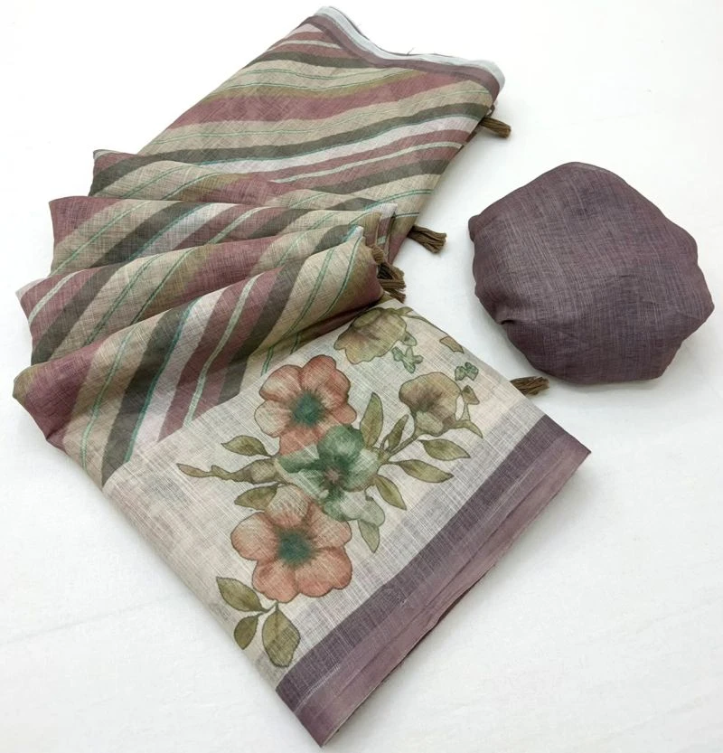 Rajyog Inara D No 10041 to 48 Linen Printed Fancy Saree