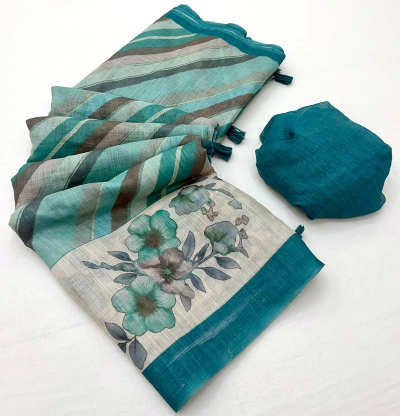 Rajyog Inara D No 10041 to 48 Linen Printed Fancy Saree