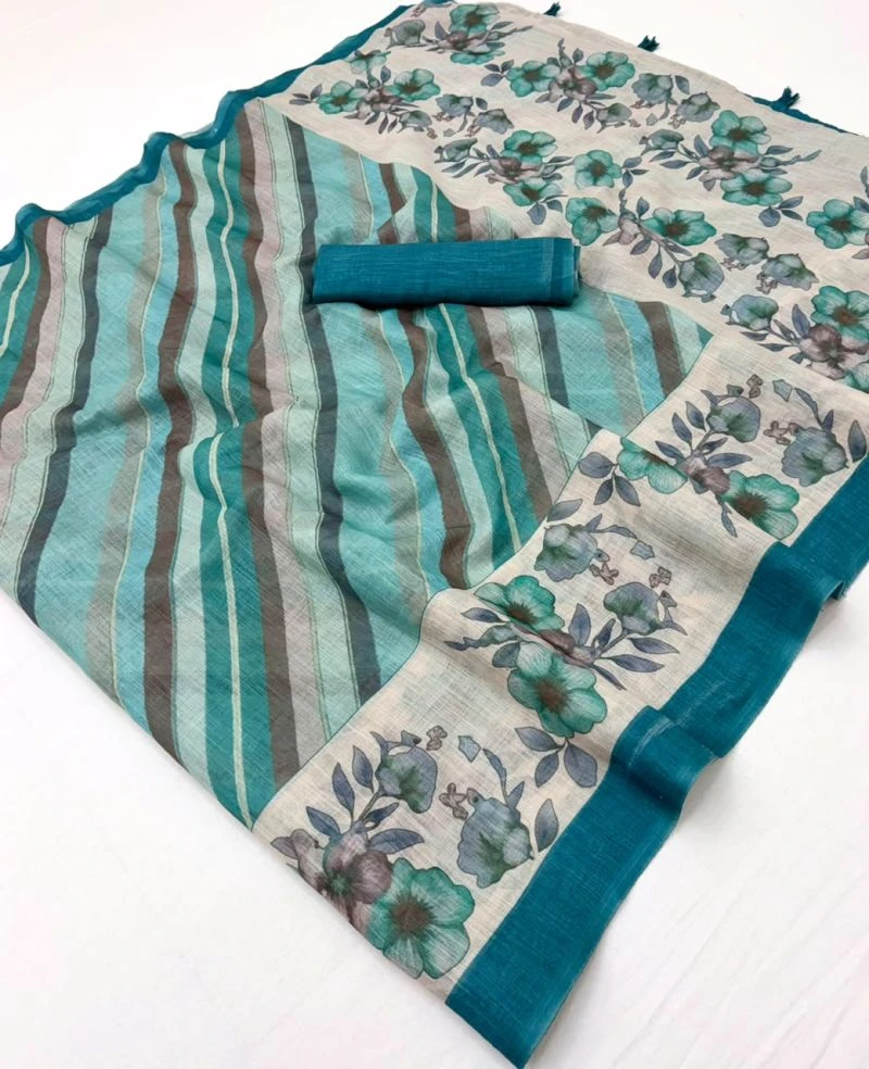 Rajyog Inara D No 10041 to 48 Linen Printed Fancy Saree