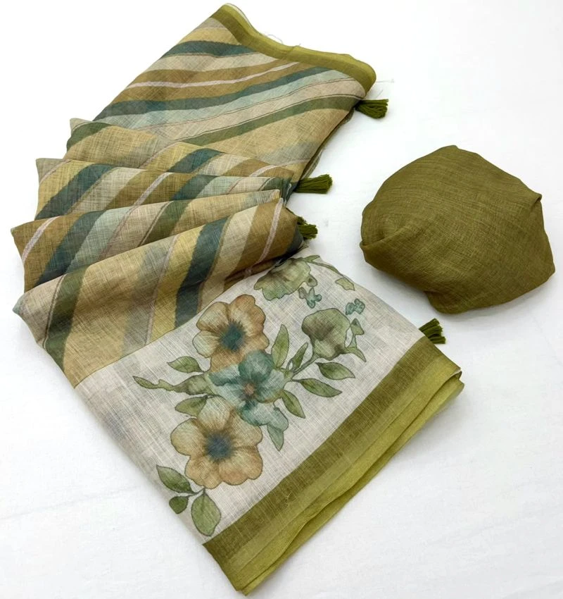 Rajyog Inara D No 10041 to 48 Linen Printed Fancy Saree