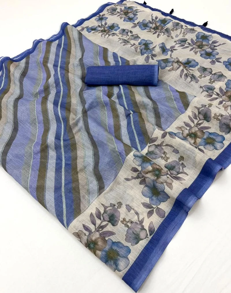 Rajyog Inara D No 10041 to 48 Linen Printed Fancy Saree